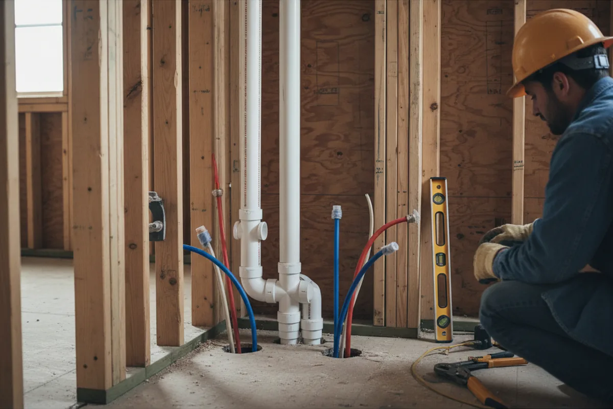 Drain and supply rough-in during Sump Pump Repair in Somonauk